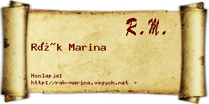 Rák Marina névjegykártya